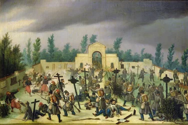 Szene aus der Schlacht von Solferino: Kämpfe auf dem Friedhof